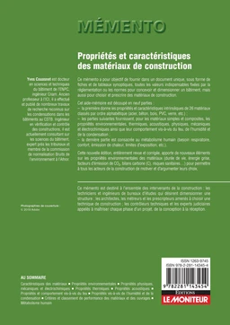 Propriétés et caractéristiques des matériaux de construction - Extrait 1